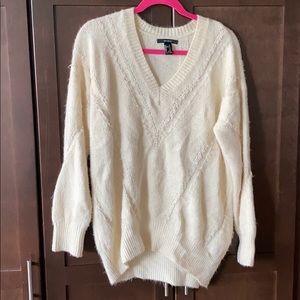 Fuzzy long cream sweater